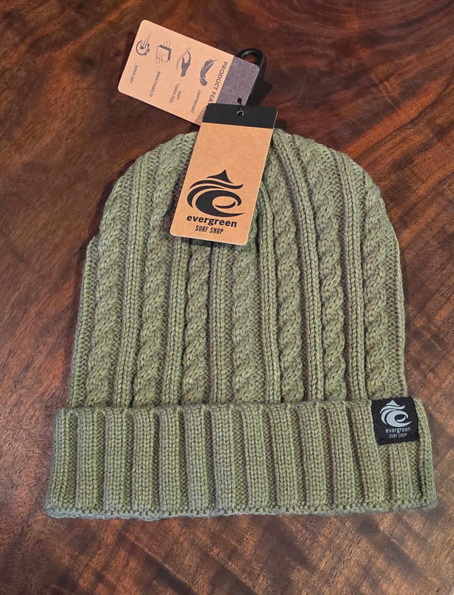Evergreen Surf Beanie "olive knit"